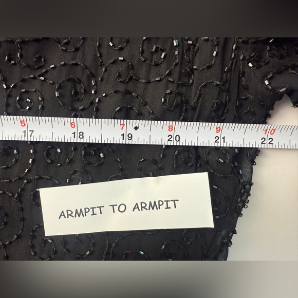 Niteline Della Roufogali Beaded Black Jacket 100% Silk Evening Wear Size XL - Picture 11 of 12